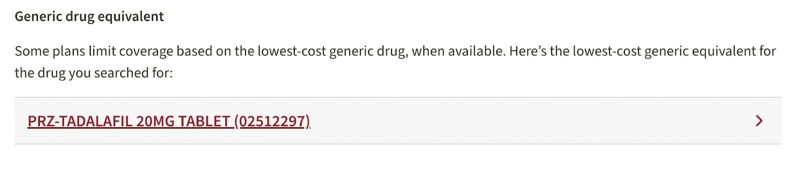 Canada Life generic substitution suggestion for Cialis